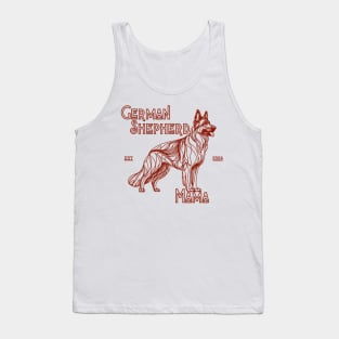 German Shepherd Mama - Red Line Art Design Tank Top